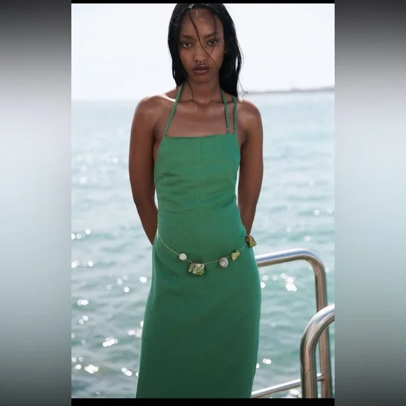 Open back linen blend dress - Picture 2 of 11